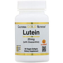 Load image into Gallery viewer, California Gold Nutrition Lutein with Zeaxanthin 20mg 60 Veggie Softgels