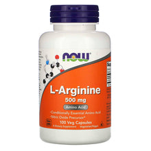 Load image into Gallery viewer, NOW Foods, L-Arginine, 500 mg, 100 Veg Capsules