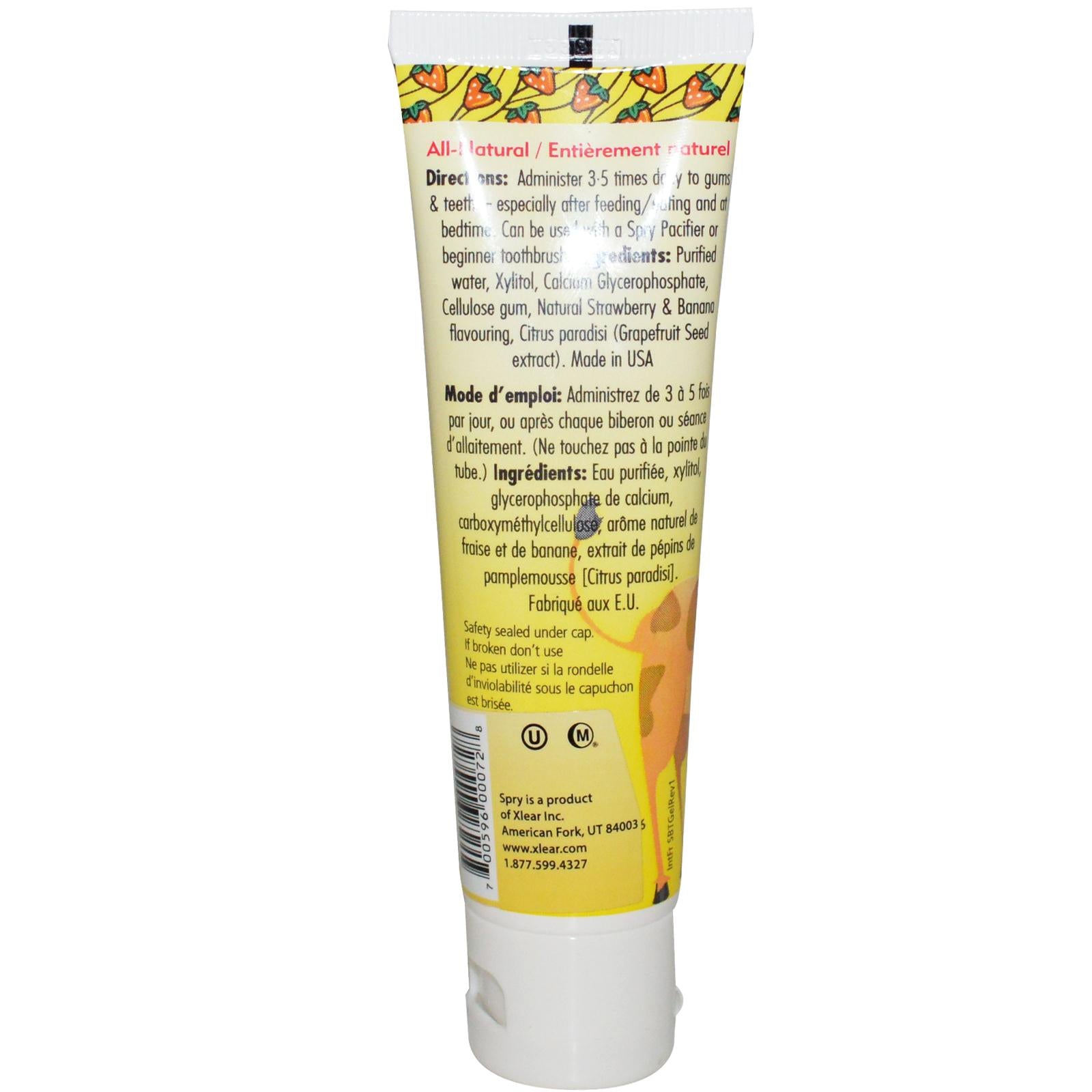 Xlear Kids Spry Tooth Gel with xylitol strawberry banana (60ml)
