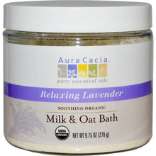 Load image into Gallery viewer, Aura Cacia Soothing Organic Milk &amp; Oat Bath Relaxing Lavender (276g)