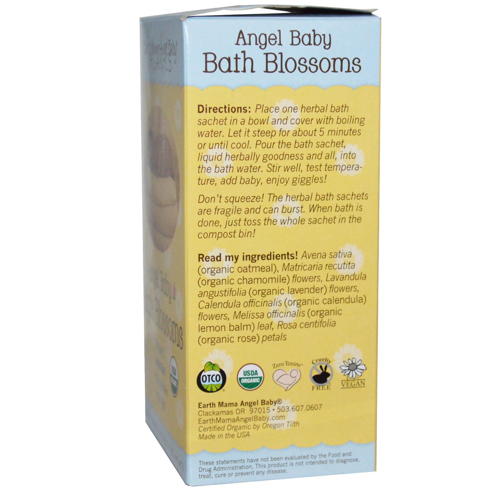 Earth Mama, Angel Baby, Bath Blossoms, Herbal Bath 6 Bath Sachets