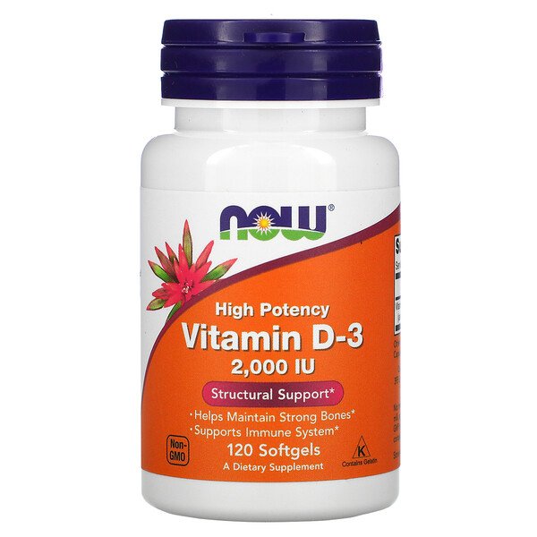 Now Foods Vitamin D-3 50mcg (2000 IU) 120 Softgels
