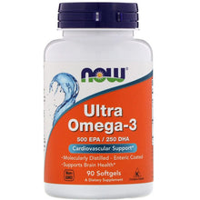Load image into Gallery viewer, NOW Foods, Ultra Omega 3-D, 600 EPA / 300 DHA, 90 Fish Softgels