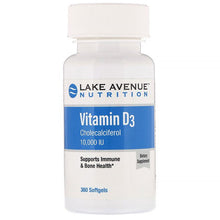 Load image into Gallery viewer, Lake Avenue Nutrition Vitamin D3 1,000 IU 360 Softgels