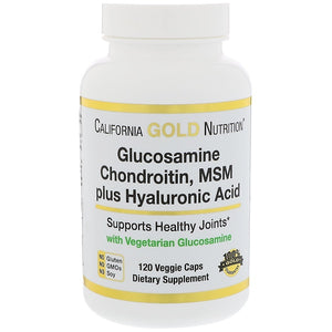 California Gold Nutrition Glucosamine Chondroitin MSM Plus Hyaluronic Acid 120 Veggie Caps