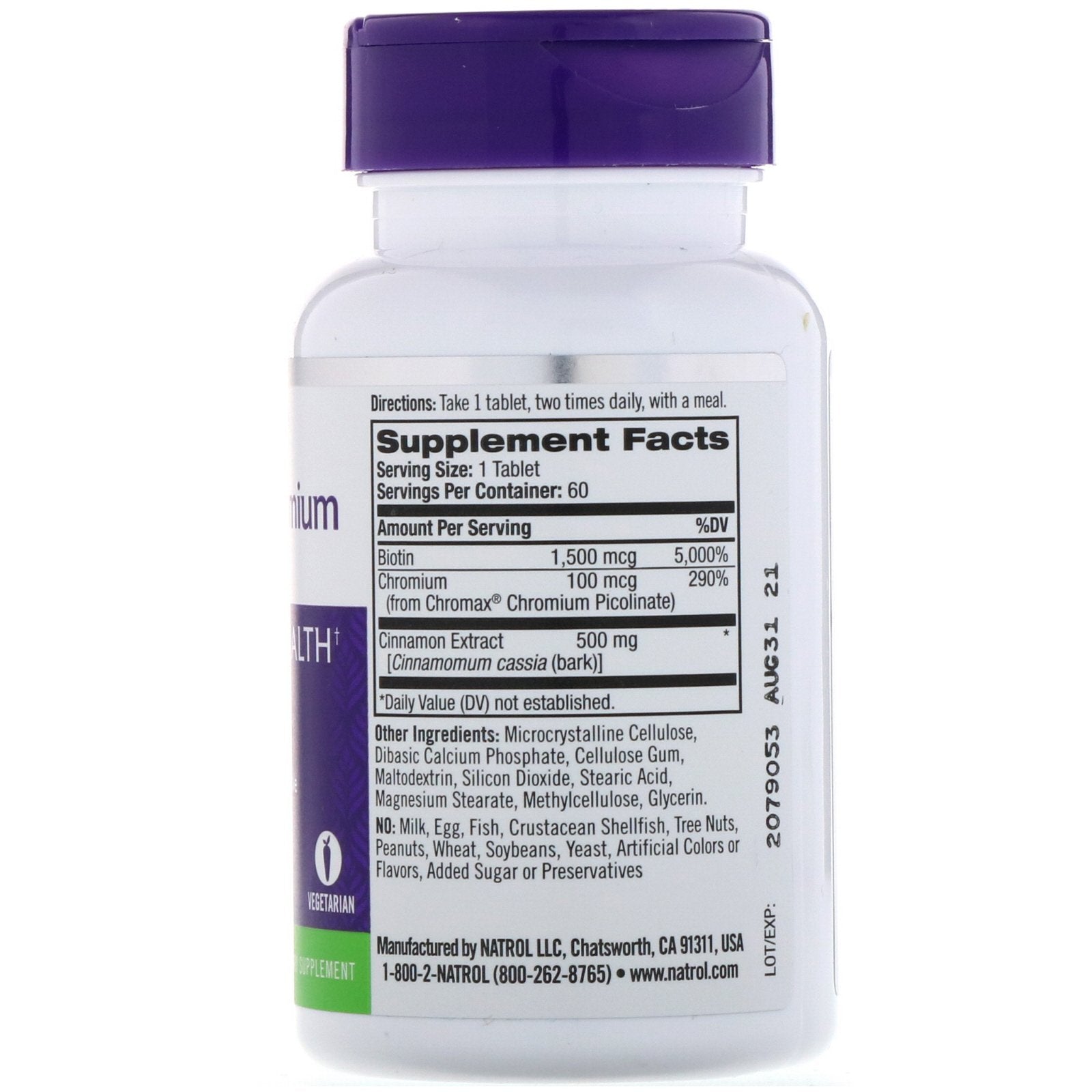 Natrol Cinnamon Chromium & Biotin 60 Tablets