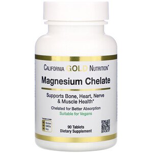 California Gold Nutrition Magnesium Chelate 210mg 90 Tablets