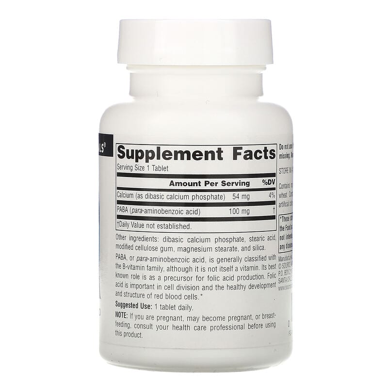 Source Naturals PABA 100 mg 250 Tablets - Dietary Supplement