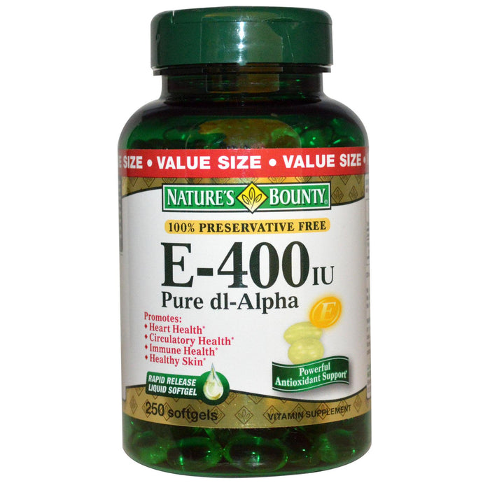 Nature's Bounty, E-400IU, Pure dl-Alpha, 250 Softgels