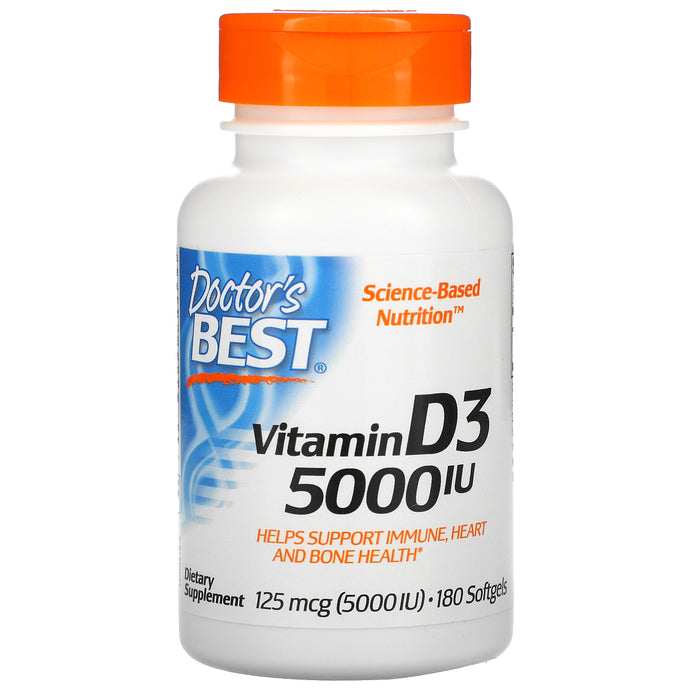 Doctor's Best Vitamin D3 125mcg (5000 IU) 180 Softgels