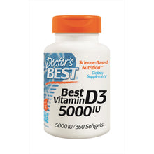 Load image into Gallery viewer, Doctor&#39;s Best, Best Vitamin D3, 5000 IU, 360 Softgels