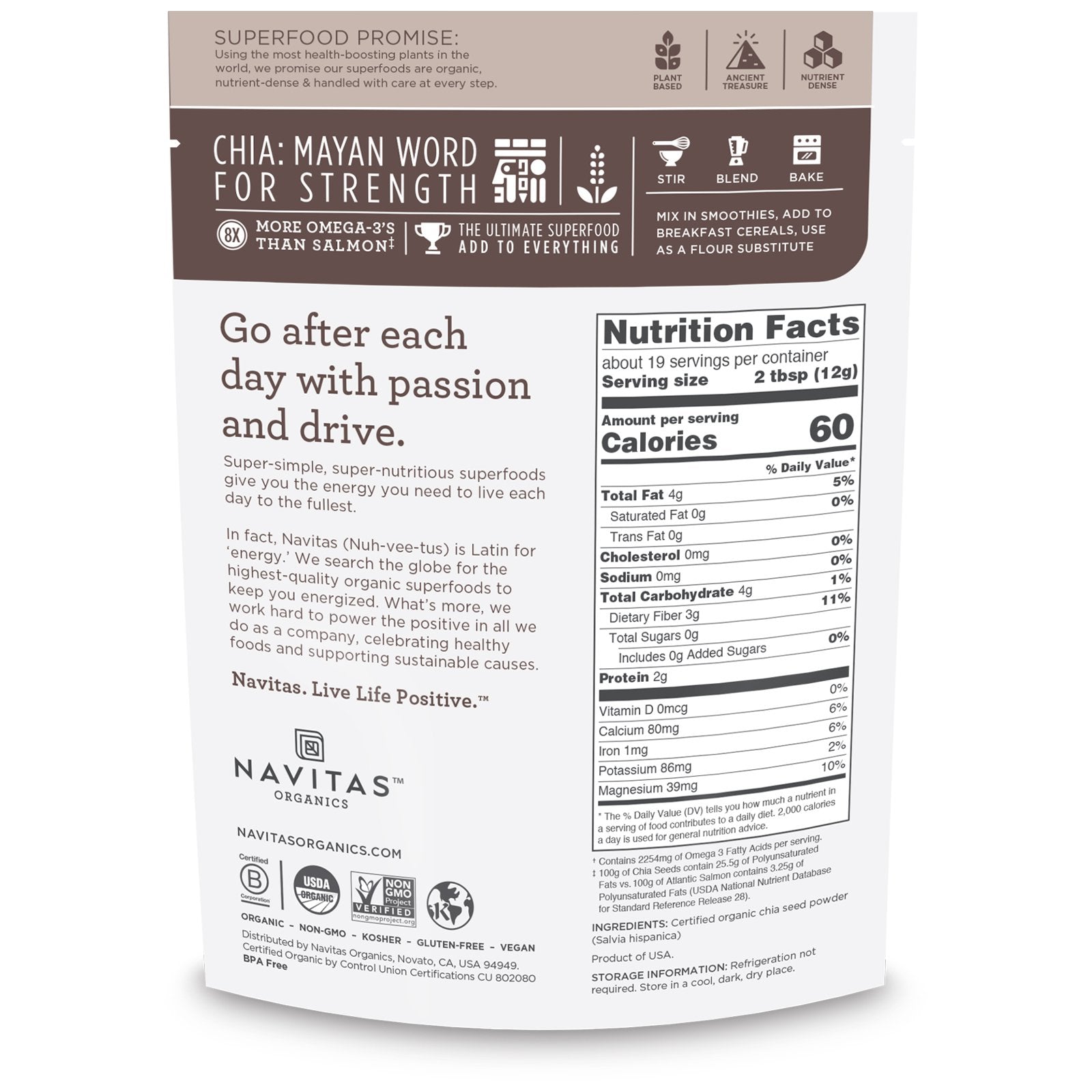 Navitas Organics Organic Chia Powder 8 oz (227g)