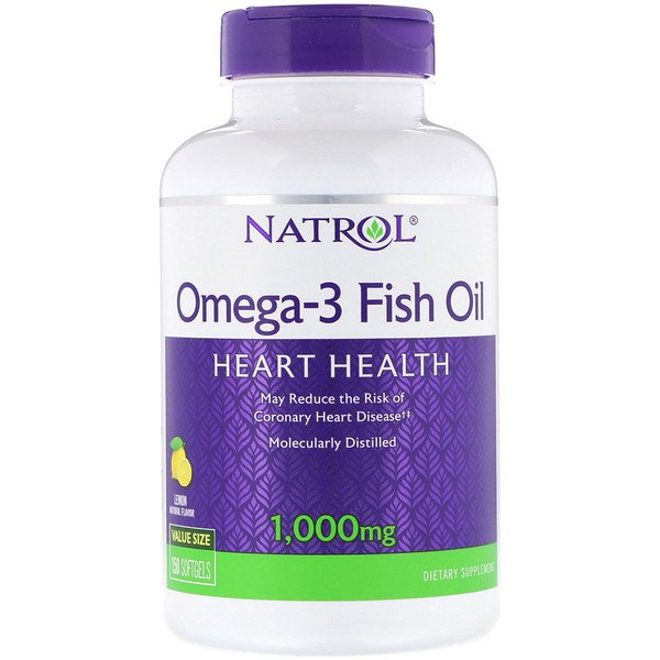 Natrol Omega-3 Fish Oil Natural Lemon Flavor 1,000mg 150 Softgels