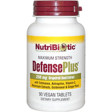 Load image into Gallery viewer, Nutribiotic DefensePlus 250mg Grapefruit Seed Extract 90 Vegan Tablets
