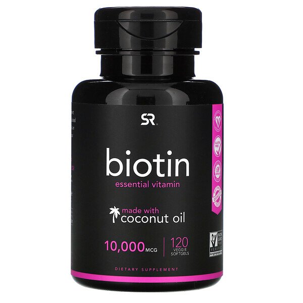 Sports Research Biotin with Coconut Oil 10000mcg 120Veggie Softgels