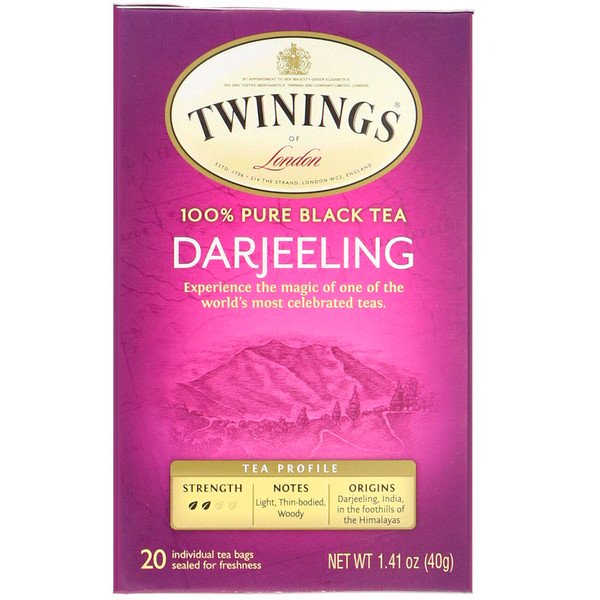 Twinings 100% Pure Black Tea Darjeeling 20 Individual Tea Bags 1.41 oz (40g)