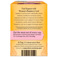 Load image into Gallery viewer, Yogi Tea Woman&#39;s Raspberry Leaf Caffeine Free 16 Tea Bags 1.02 oz (29g)