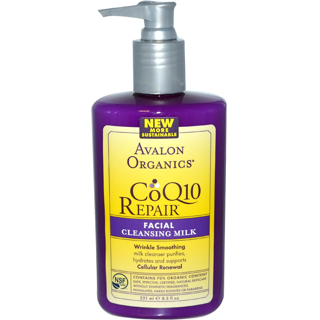Avalon Organics, CoQ10 Repair, Facial Cleasing Milk, 8.5 fl oz, 251ml