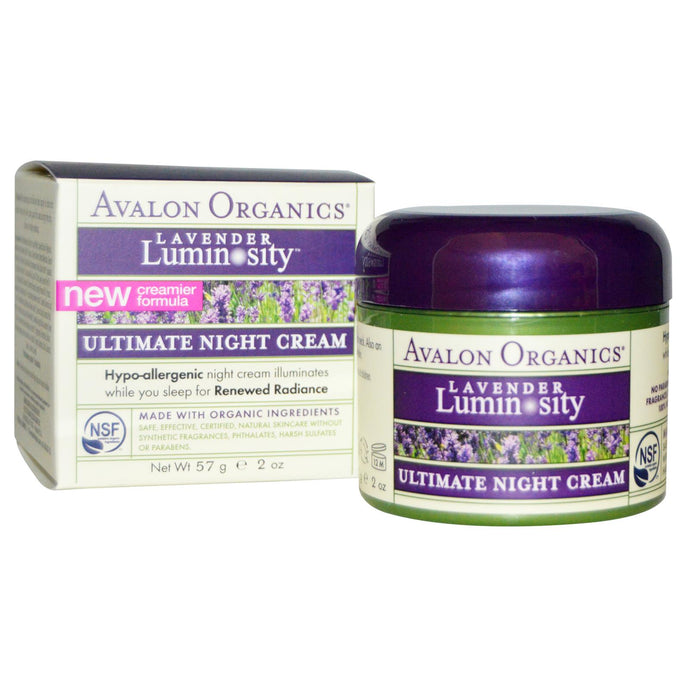 Avalon Organics, Ultimate Night Cream, Lavender Luminosity, 57 grams