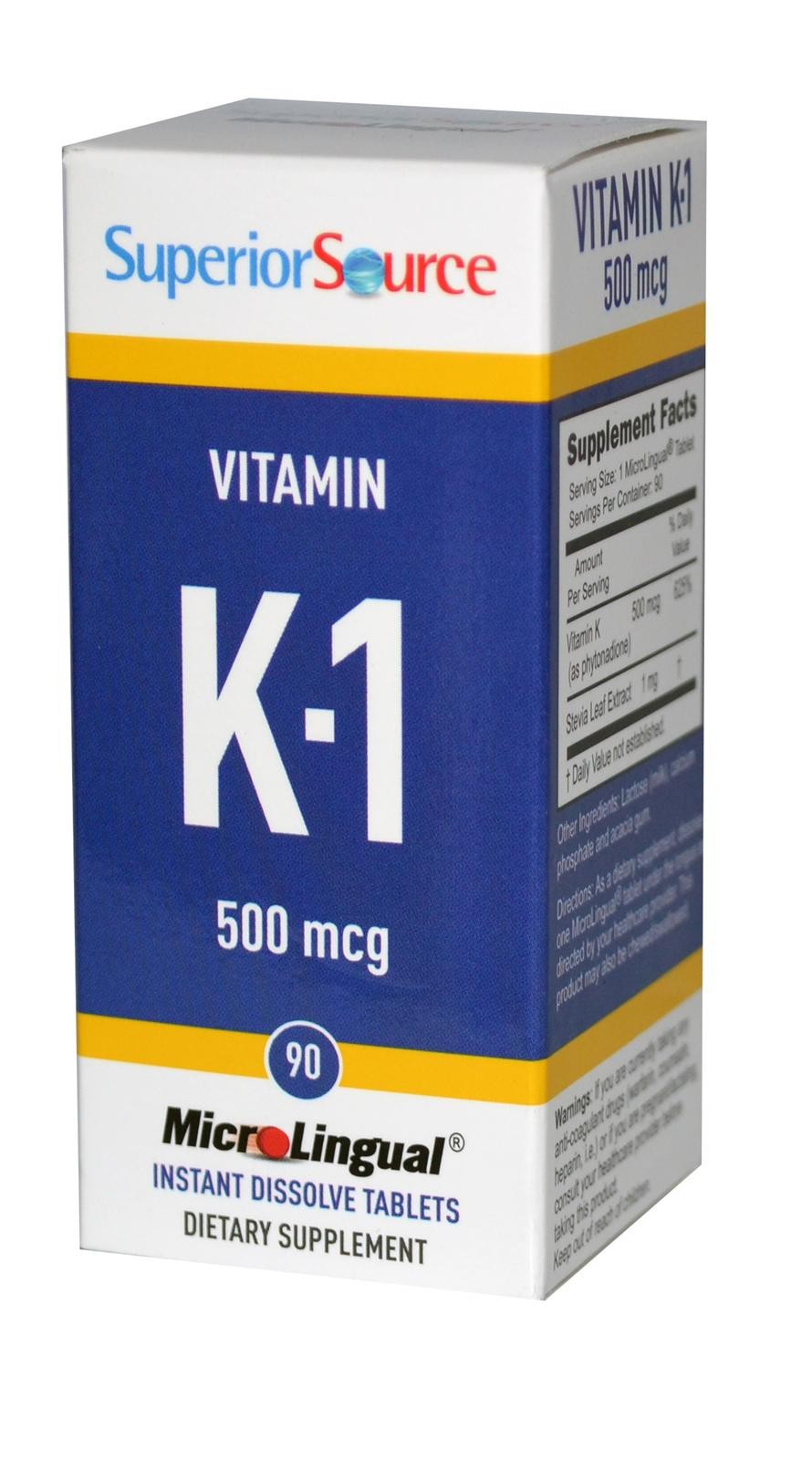 Superior Source, Vitamin K-1, 500 mcg, 90 MicroLingual Instant Dissolve Tablets