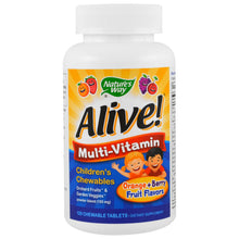 Load image into Gallery viewer, Nature&#39;s Way Alive! Children&#39;s Chewable Multi-Vitamin Orange + Berry Fruit Flavors 120 Chewable Tablets
