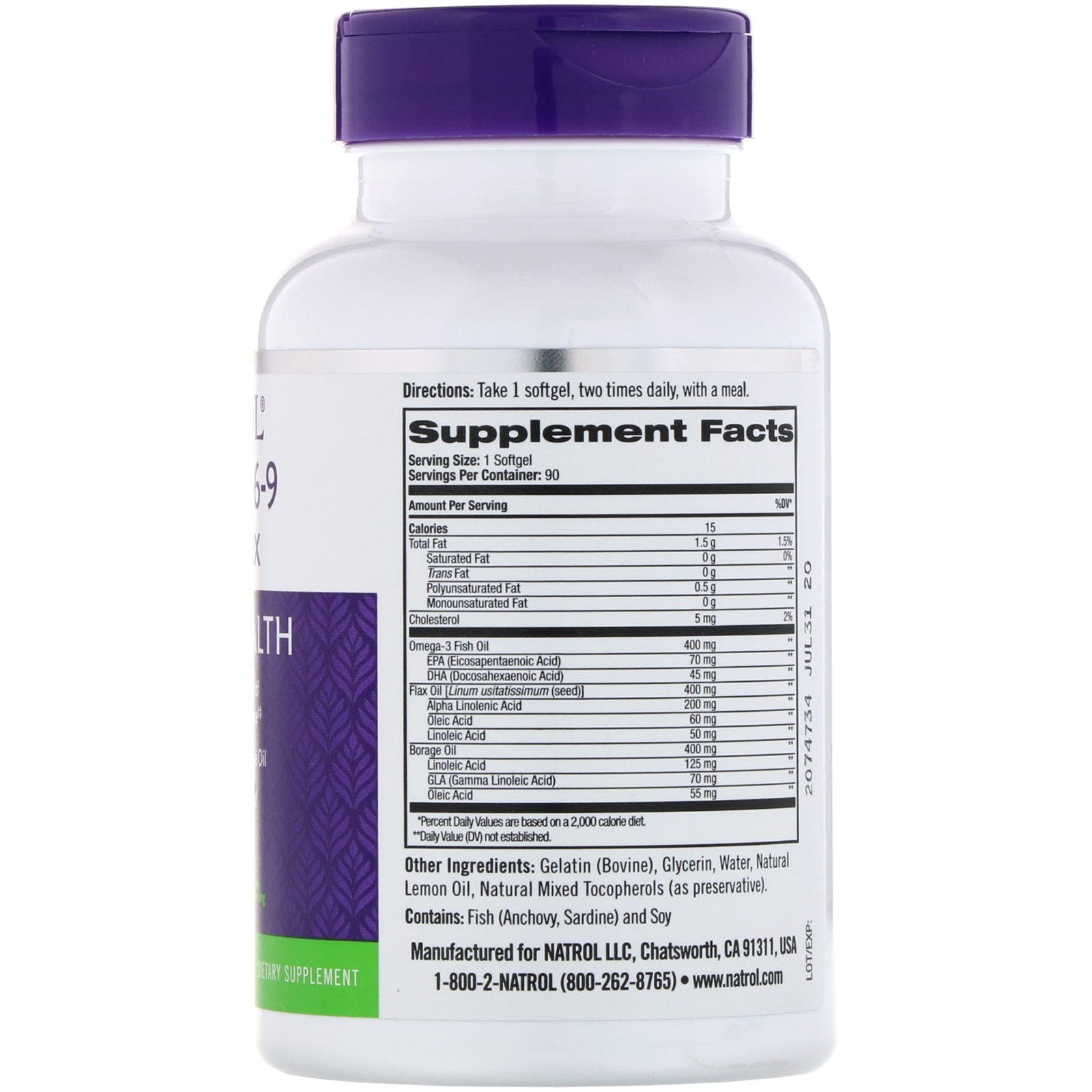 Natrol Omega 3-6-9 Complex Lemon 1,200mg 90 Softgels