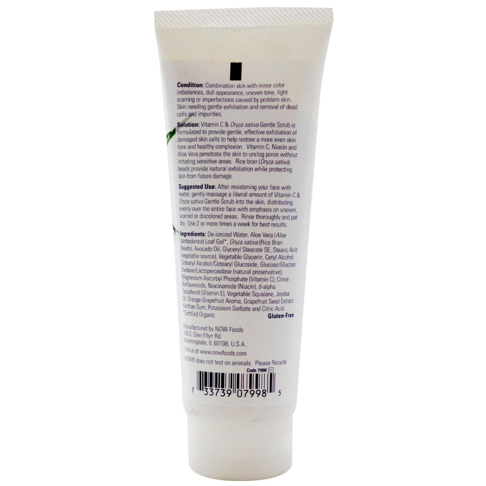 Now Foods, Solutions, Gentle Scrub, Vitamn C & Oryza Sativa, 4 fl oz, 118 ml
