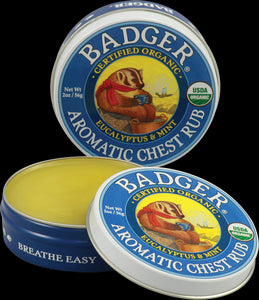 Badger Company, Aromatic Chest Rub, Eucalyptus & Mint, 2 oz, 56 grams