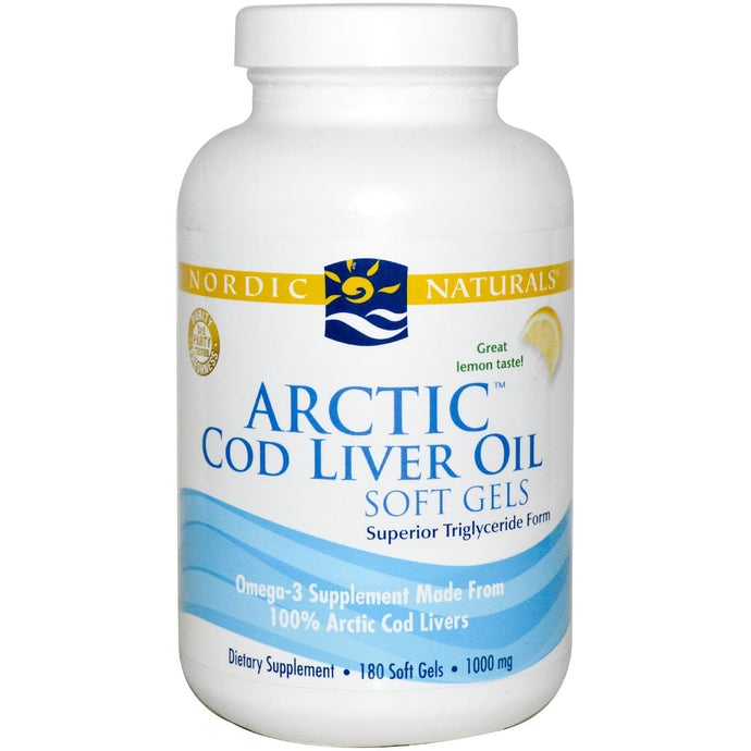 Nordic Naturals, Arctic Cod Liver Oil, Lemon, 1000 mg, 180 Soft Gels