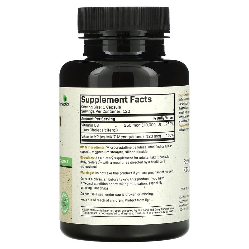 FutureBiotics, Vitamin K2 + D3, Extra Strength, 120 Capsules