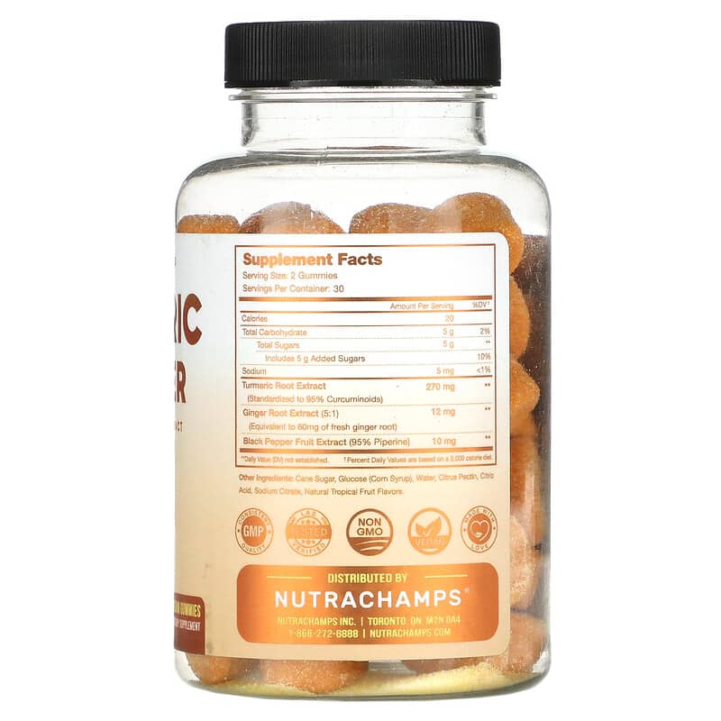 NutraChamps, Turmeric & Ginger with Black Pepper Extract, 60 Vegan Gummies