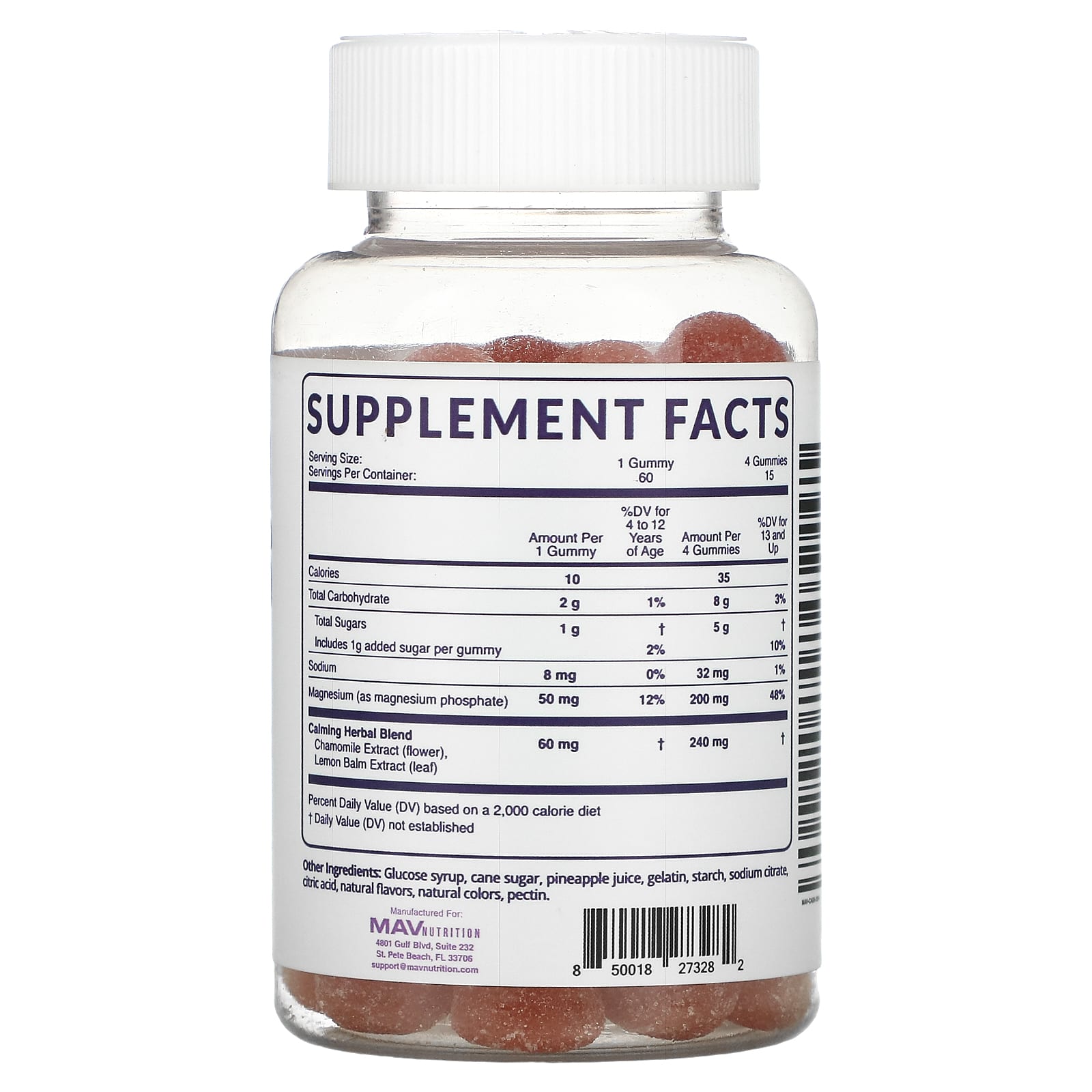 MAV Nutrition, Calming Gummies, For Kids, Mixed Berry, 60 Gummies