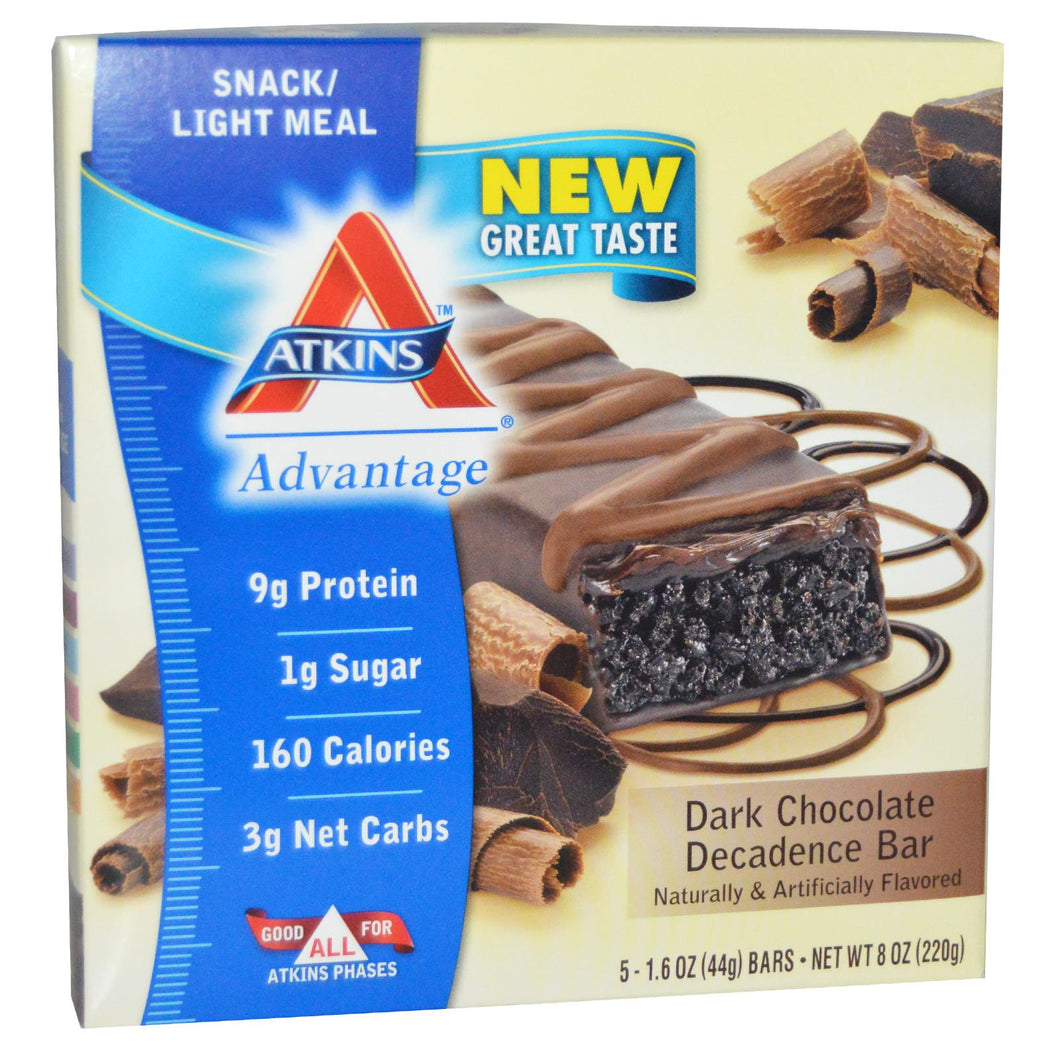 Atkins Advantage, Dark Chocolate Decadence Bar, 15 Bars, 44 g Each