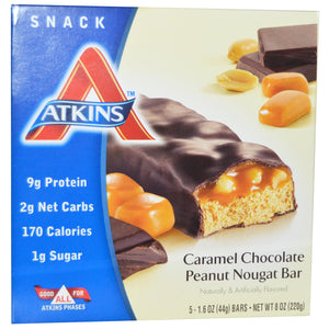Atkins, Caramel Chocolate Peanut Nougat Bar, 15 Bars, 44 g Each