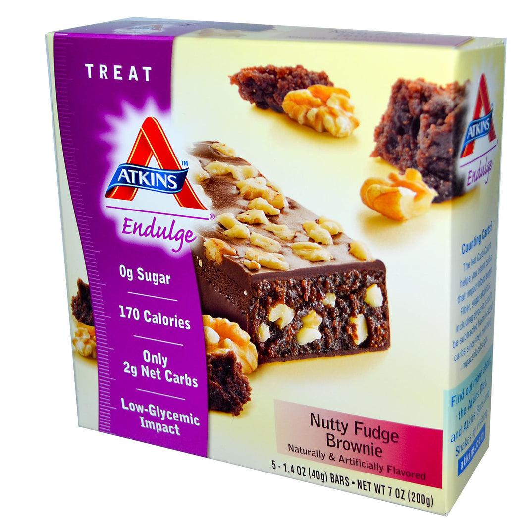 Atkins, Endulge, Nutty Fudge Brownie, 15 Bars, 40 g Each