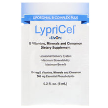 Load image into Gallery viewer, LypriCel Liposomal B Complex Plus 30 Packets 0.2 fl oz (6ml) Each