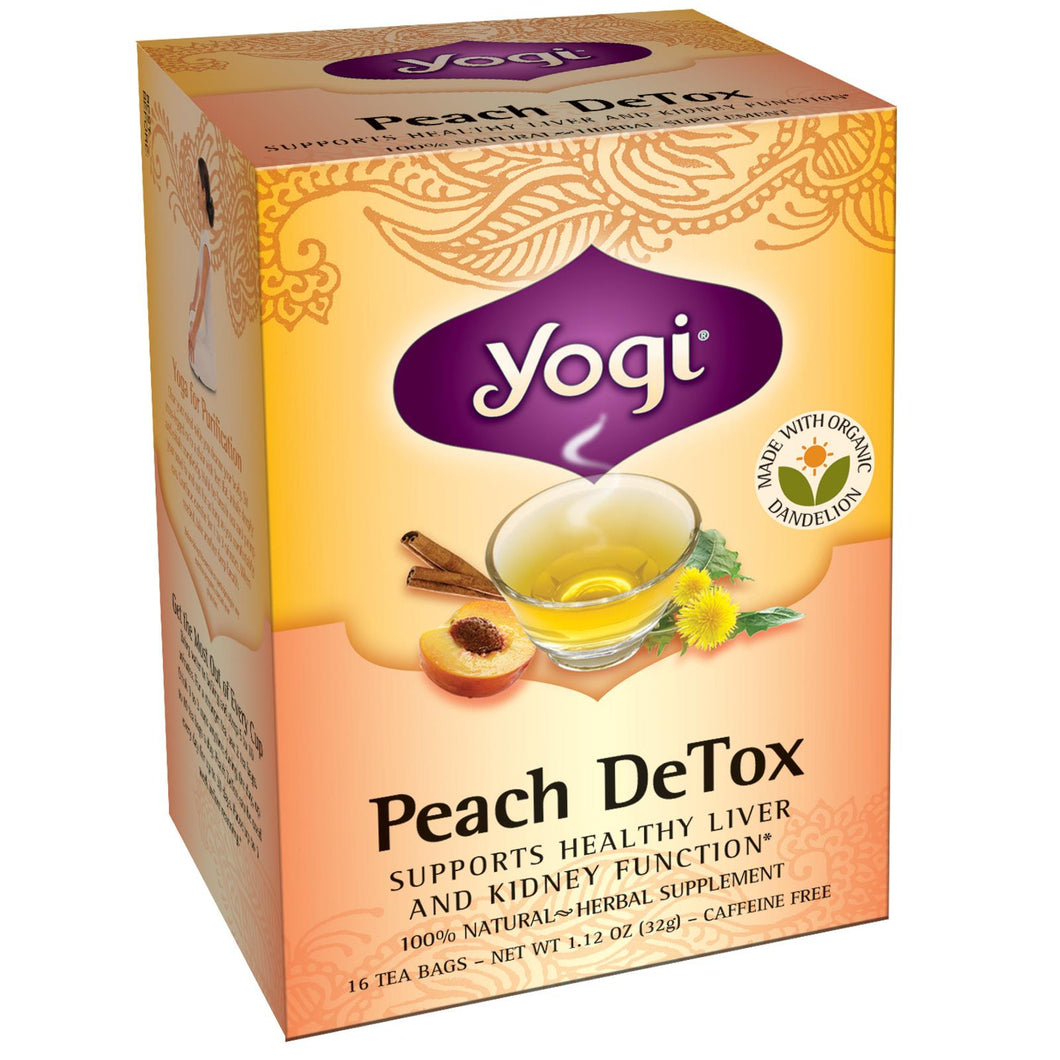 Yogi Tea, Peach Detox, Caffeine Free, 16 Tea Bags, 32g