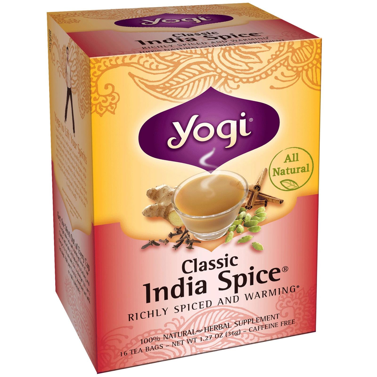 Yogi Tea, Classic India Spice, Caffeine Free, 16 Tea Bags, 36gs