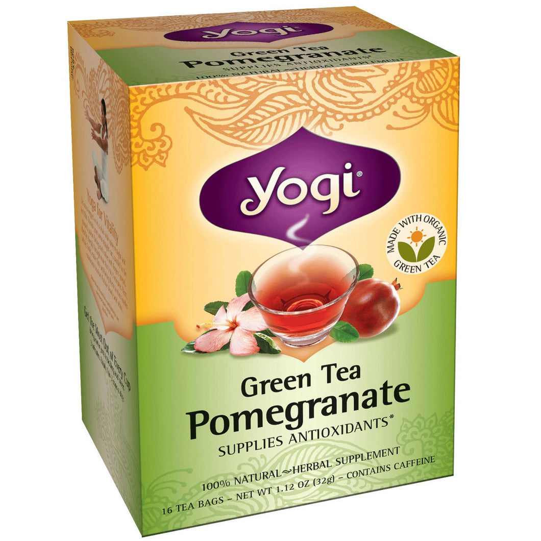 Yogi Tea, Green Tea with Pomegranate, With Caffeine, 16 Tea Bags, 32gs