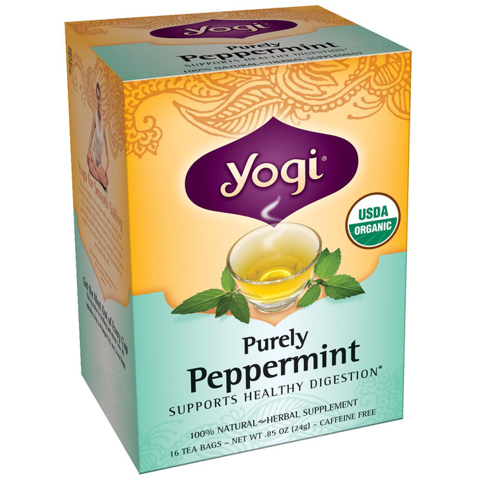 Yogi Tea, Purely Peppermint, Caffeine Free, 16 Tea Bags, 24gs