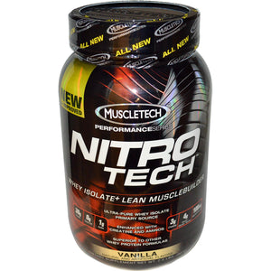 Muscletech Nitro-Tech Whey Isolate + Lean Muscle Builder Vanilla 2.0 lbs 907 g