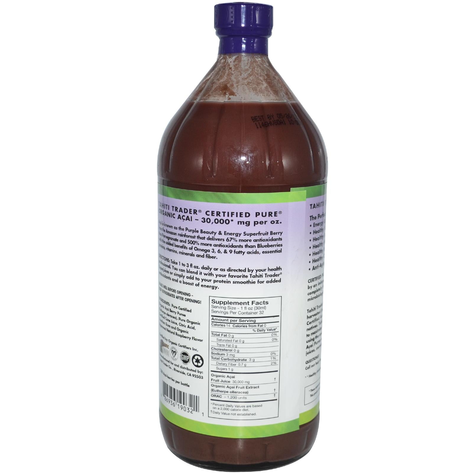 Tahiti Trader, Organic Acai, 946 ml - Dietary Supplements