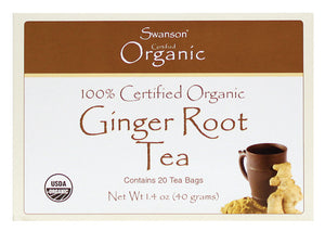 Swanson, 100% Certified Organic Ginger Root Tea, 20 Tea Bags, 40 gs