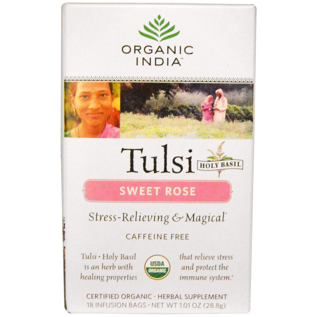 Organic India, Tulsi Holy Basil, Sweet Rose, Caffeine Free, 18 Infusion Bags, 28.8 gs