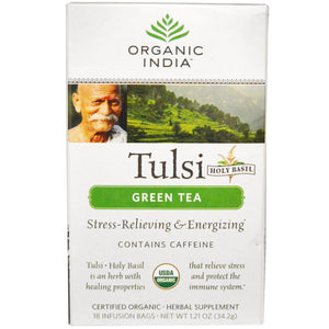 Organic India, Tulsi Holy Basil Tea, Green Tea, 18 Infusion Bags, 34.2 gs