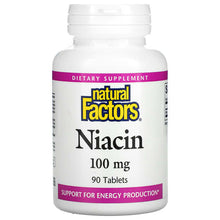 Load image into Gallery viewer, Natural Factors Niacin 100mg 90 Tablets