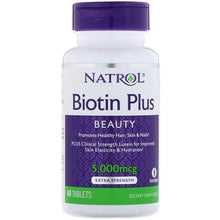 Load image into Gallery viewer, Natrol Biotin Plus Extra Strength 5,000mcg 60 Tablets