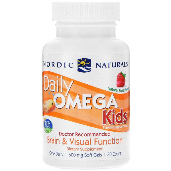 Nordic Naturals Daily Omega Kids Natural Fruit Flavor 500mg 30 Soft Gels