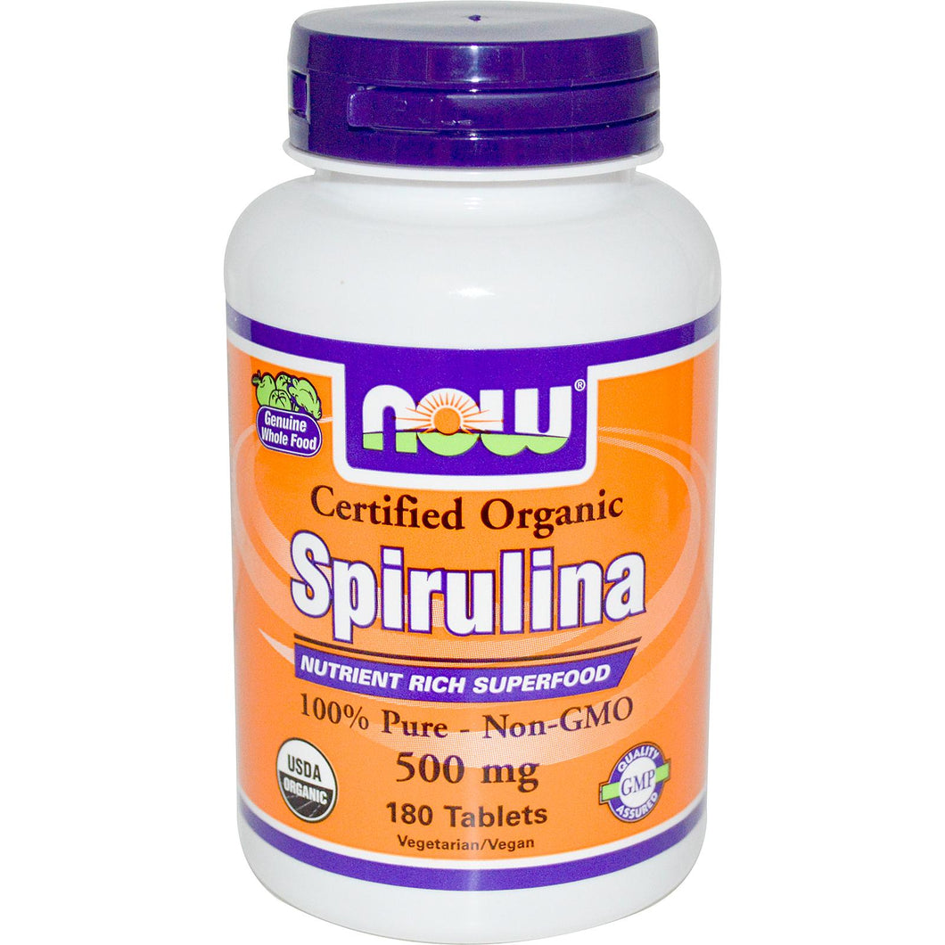 Now Foods Certified Organic Spirulina 500mg 180Tablets