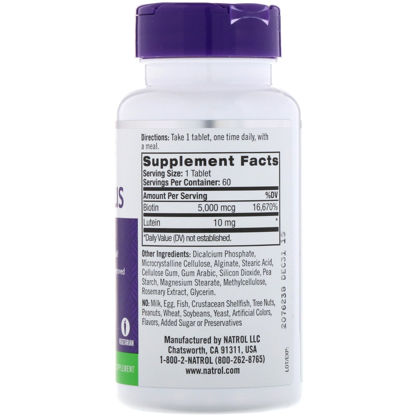 Natrol Biotin Plus Extra Strength 5,000mcg 60 Tablets